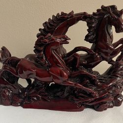 THREE GALLOPING HORSES STATUE RESIN