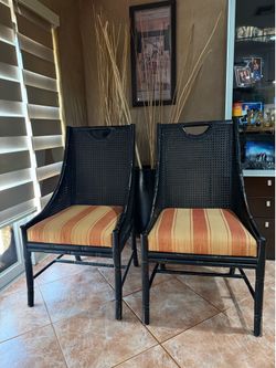 Black Wicker/Rattan Accent Chairs – Set of 2