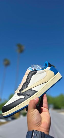 Jordan Air Jordan 1 Retro Low x Fragment Design x Travis Scott 'Sail Black Military Blue'