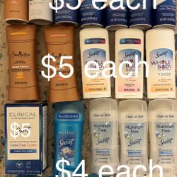 Deodorant( Secret, Shea Moisture, Old Spice, Axe, Gillette, Degree, Cremo)