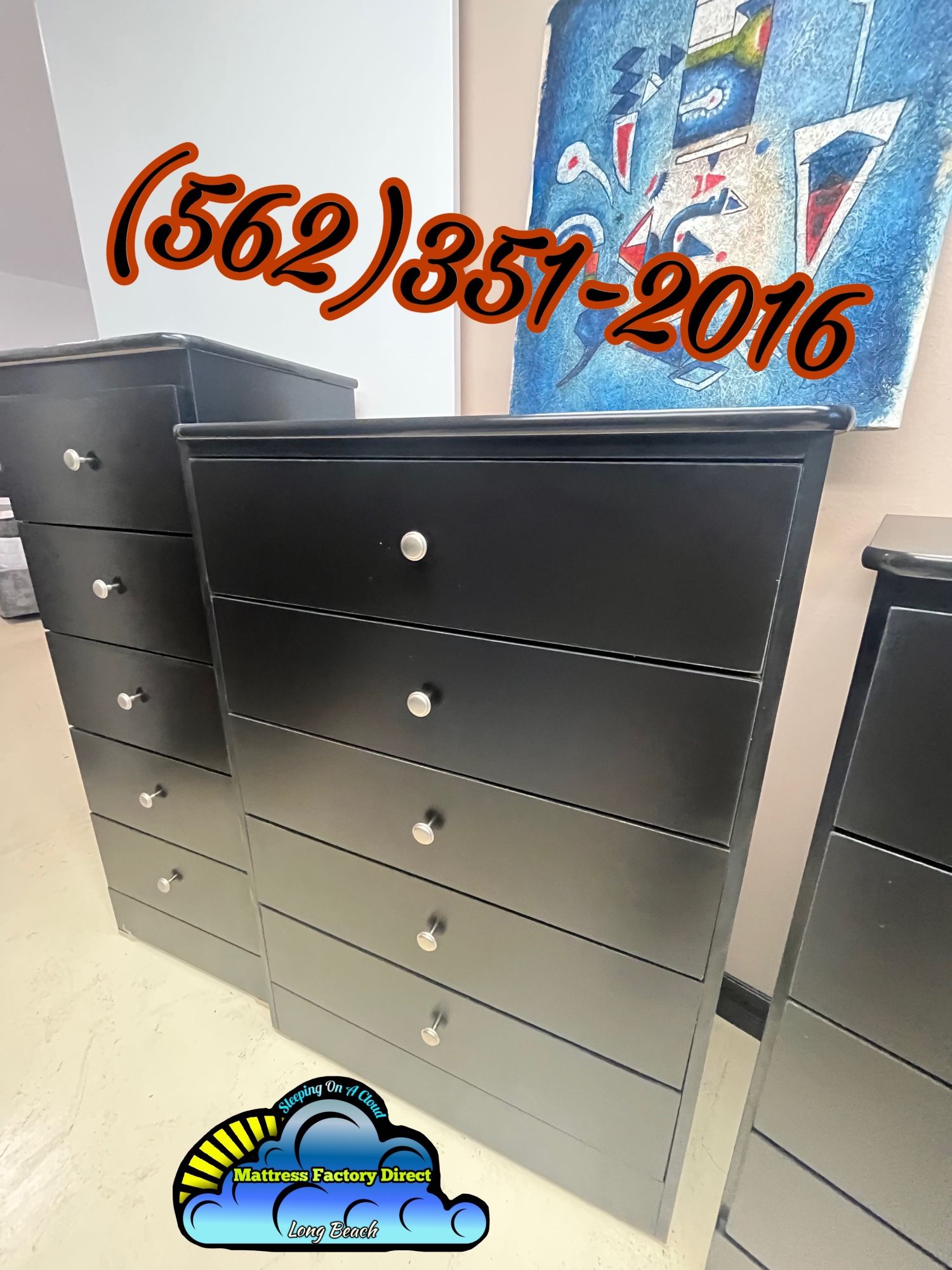 Five Drawer Black Compressed Chest Cajonera Comoda