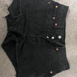 Levi Black Denim Shorts Size 27