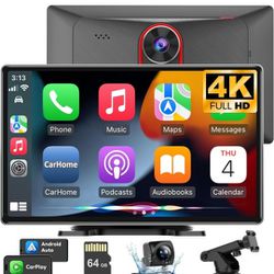 Wireless Carplay And Appleplay With Dash Cam And 64 Gigabytes Memory Card 