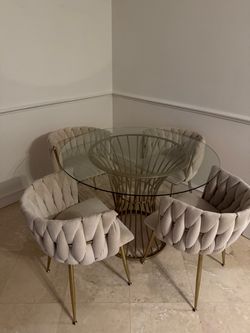 Round Glass Dining Table with 4 Chairs