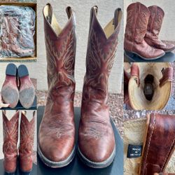JUSTIN Men's Marbled Chesnut Buck Cowboy Boot - Size 10.5 D - Excellent Condition