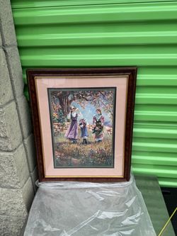Art Painting Print by Bettie Hebert Felder Picture of 3 Girls in a Garden