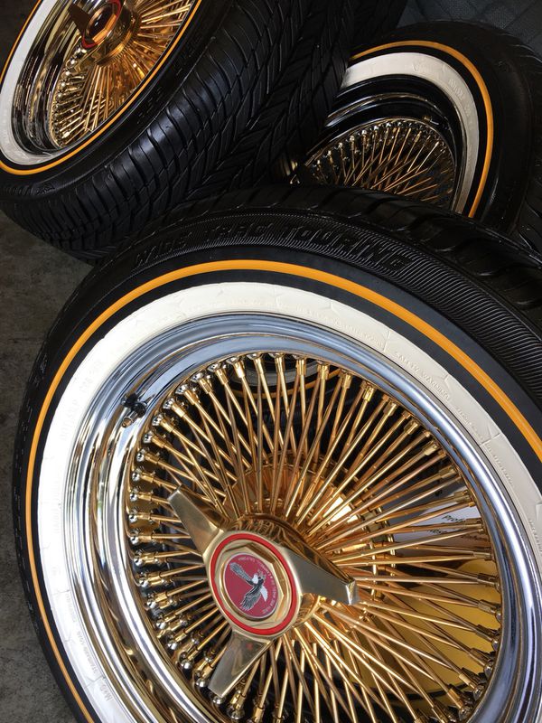 17’s gold wire wheels with Vogue!! for Sale in Hayward, CA - OfferUp