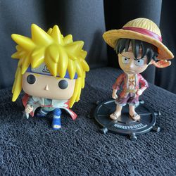 Lot Of 2 Funko Pop Vinyl  Minato Namikaze And One Piece Anime Monkey D. Luffy