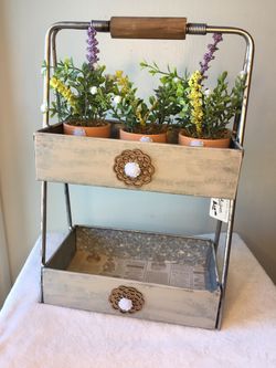 Farm House Tiered Metal Organizer Decor Plant Stand