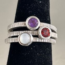 Set of 3 sterling and semiprecious stones