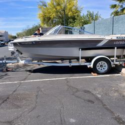 1985 LARSEN I/0, 17' BOAT, 140 H.P. MOTOR WITH MERCRUISER OUTDRIVE.