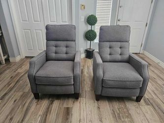 Two Beautiful gray push back recliners