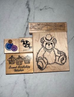 Mini lot of 5 wooden stamps