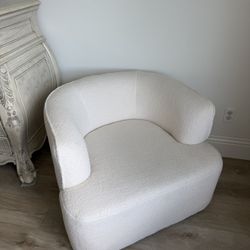 Ivory Bouclé Lounge Chair Sofa 