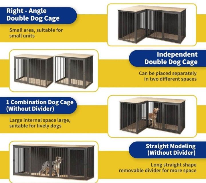 Custom-designed dog crate furniture.