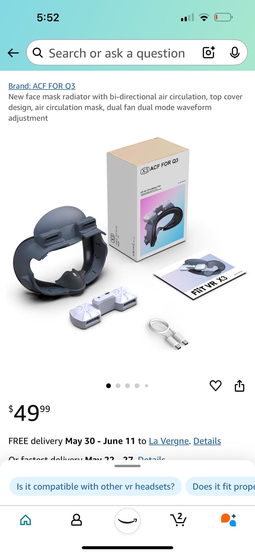 Brand New In The Box Air Circulation Fan For Oculus 3