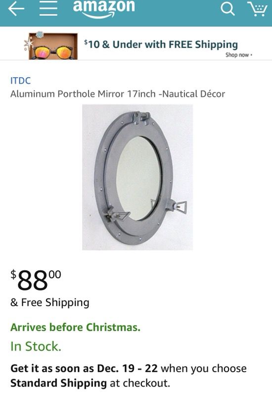 Aluminum Porthole Mirror 17inch -Nautical Décor