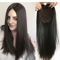 Toupee for Women Long Silky Straight Hair Toppers for Women Base Cover