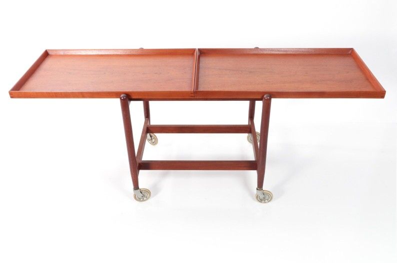 beautiful Poul Hundevad 1960's TEAK BAR CART / Tea Trolley with expandable and removable tray And Others