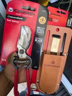 Corona pruners with leather case