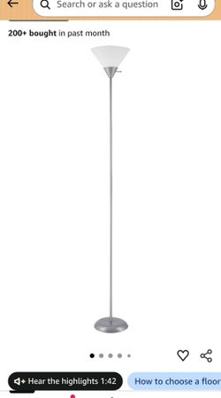 New Brushed Nickel Floor Lamp with Frosted White Shade – Open Box