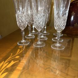 Set Of 9 VINTAGE CRISTAL D'ARQUES CHAMPAGNE FLUTE GLASSES