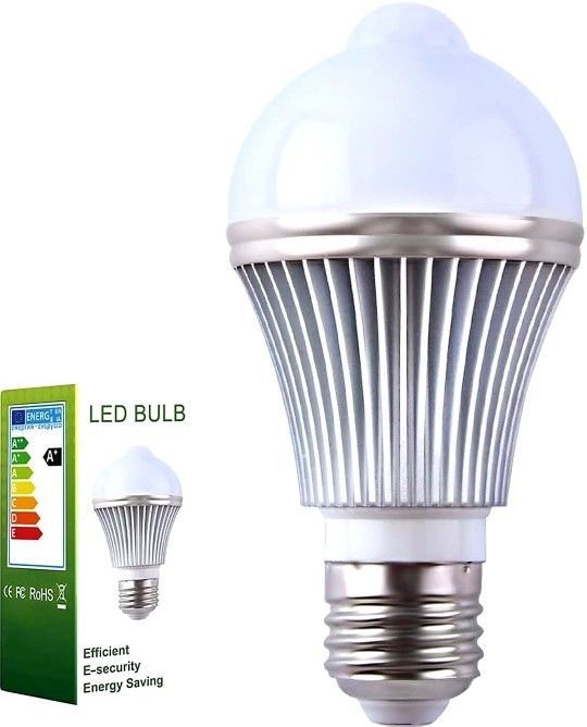 Motion Sensor Led Bulb 5W E27 PIR Infrared Motion Sensor Light Detection Lamp Auto Switch Night Light for Porch Patio Garage Stairs Lobby Carport Corr