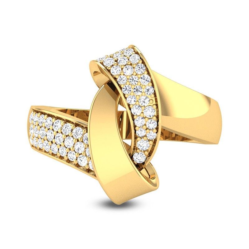 "Fashion Twisted Cross Design Zircon Gold Rings for Women, EVGG1246