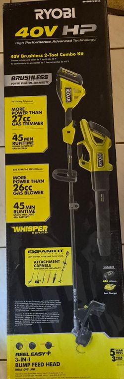 RYOBI 40V HP BRUSHLESS LEAF BLOWER & STRING TRIMMER KIT