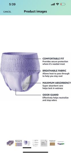 basics Womens Protective Underwear Size Medium Fits 31-37 Waist