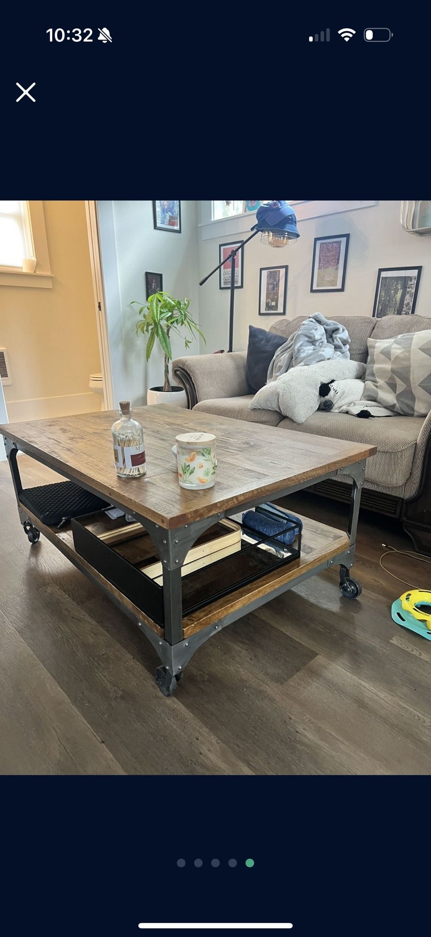 Rustic Wood And Steel Coffee Table 