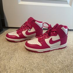 Nike Dunks High White and Bright Pink (never worn) 