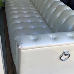 Pearl Fully Tufted Leather Couch