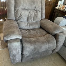 Recliner For Free. Light Brown Comfortable Suede faux Leather