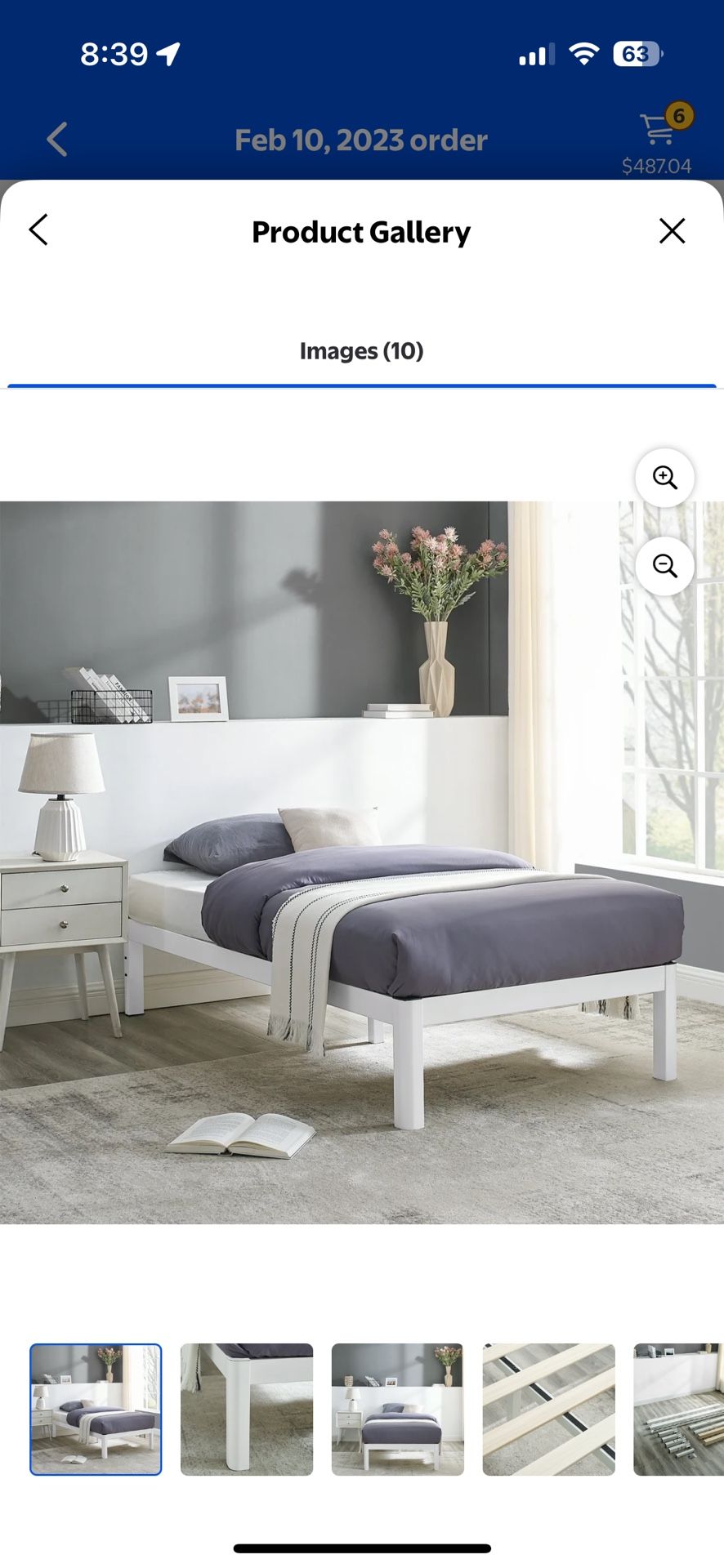 White Metal Twin Platform/ Bed frame with wood slats