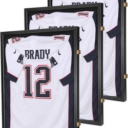 Jersey Wooden Frame Display Case -Shadow Box with 98% UV Protection Acrylic and Hanger for L or XL Baseball Basketball Football Hockey Sport Shirt and