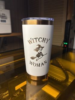Tumbler/17oz /white with Halloween Witch