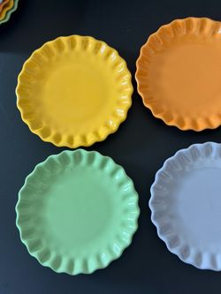 Bordallo Pinheiro Ceramic Ruffled Plates - Set of 8