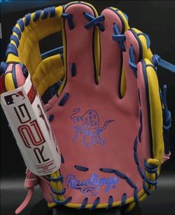 Rawlings Heart of the Hide PROR204W 2-Py11.5" RHT Infield Baseball Glove Pink Yellow Blue R2G