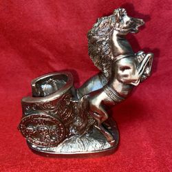 Vintage 5 Inch x 3.5 Inch Copper Plated Alabaster Greek Chariot Statue Imported From Greece (3 available)