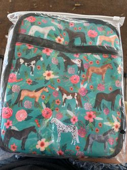 Horse and flowers insulated lunch tote