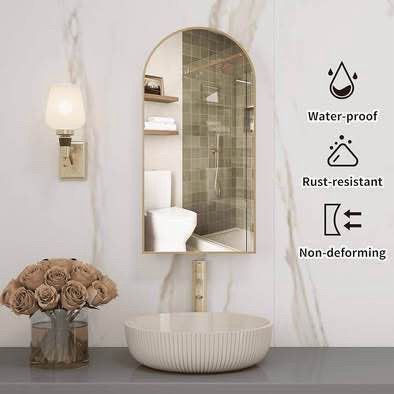 New arched mirror medicine cabinet with Gold Frame