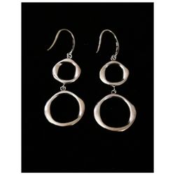 2.5" 18k Yellow Gold over Solid Sterling Silver Drop Dangle Earrings. CHARLES GARNIER of Paris, Made in Peru