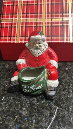 Santa Claus Ceramic Figurine with Bowl