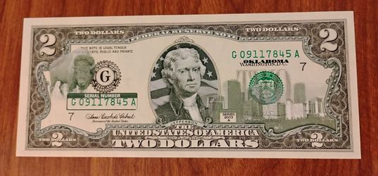 USA America Oklahoma State Over print uncirculated bill banknote currency
