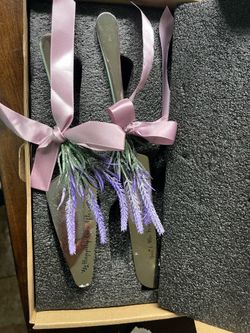 Wedding Cake Knife and Server Set Engraved and Adorned