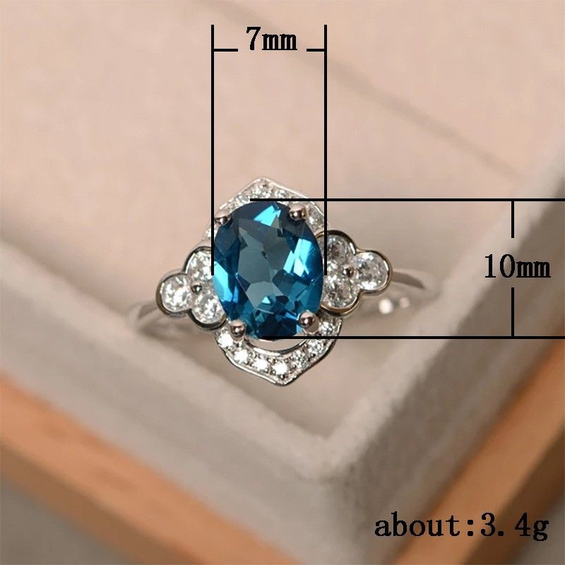 "Noble Jewelry Oval Pure Blue Zircon Elegant Rings for Women, PD312
 
