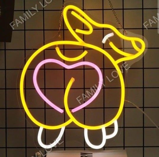 NEW Corgi Butt with Pink Heart LED Light Neon Sign ( Dog Puppy Cute Girl Doggy