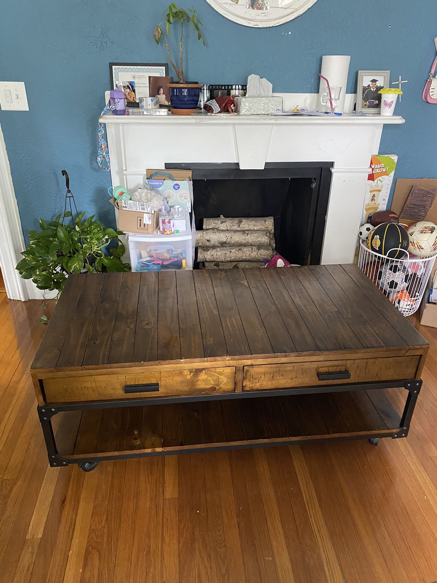 Wood Metal Coffee Table