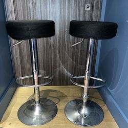 Set of 2 Adjustable Bar Stools – Modern Chrome Base
